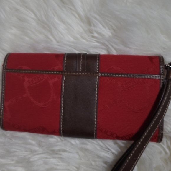 CHAPS Red Wristlet Snap Close Wallet with Silver Embellishment - Picture 2 of 7